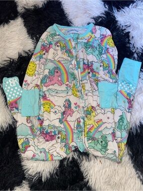 Bums & roses Girls' Pastel Unicorn Footie - Mint & Multi